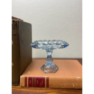 Vintage Blue Glass Footed Trinket Dish/Ash Tray, Art Glass  - Tiara Glass
